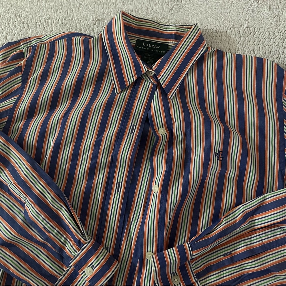 Ralph Lauren Women’s Dress Shirt Blouse Striped Large